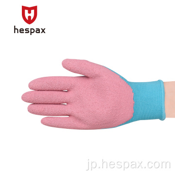 Hespax Kids Polyester Rubberラテックスフォームガーデニンググローブ